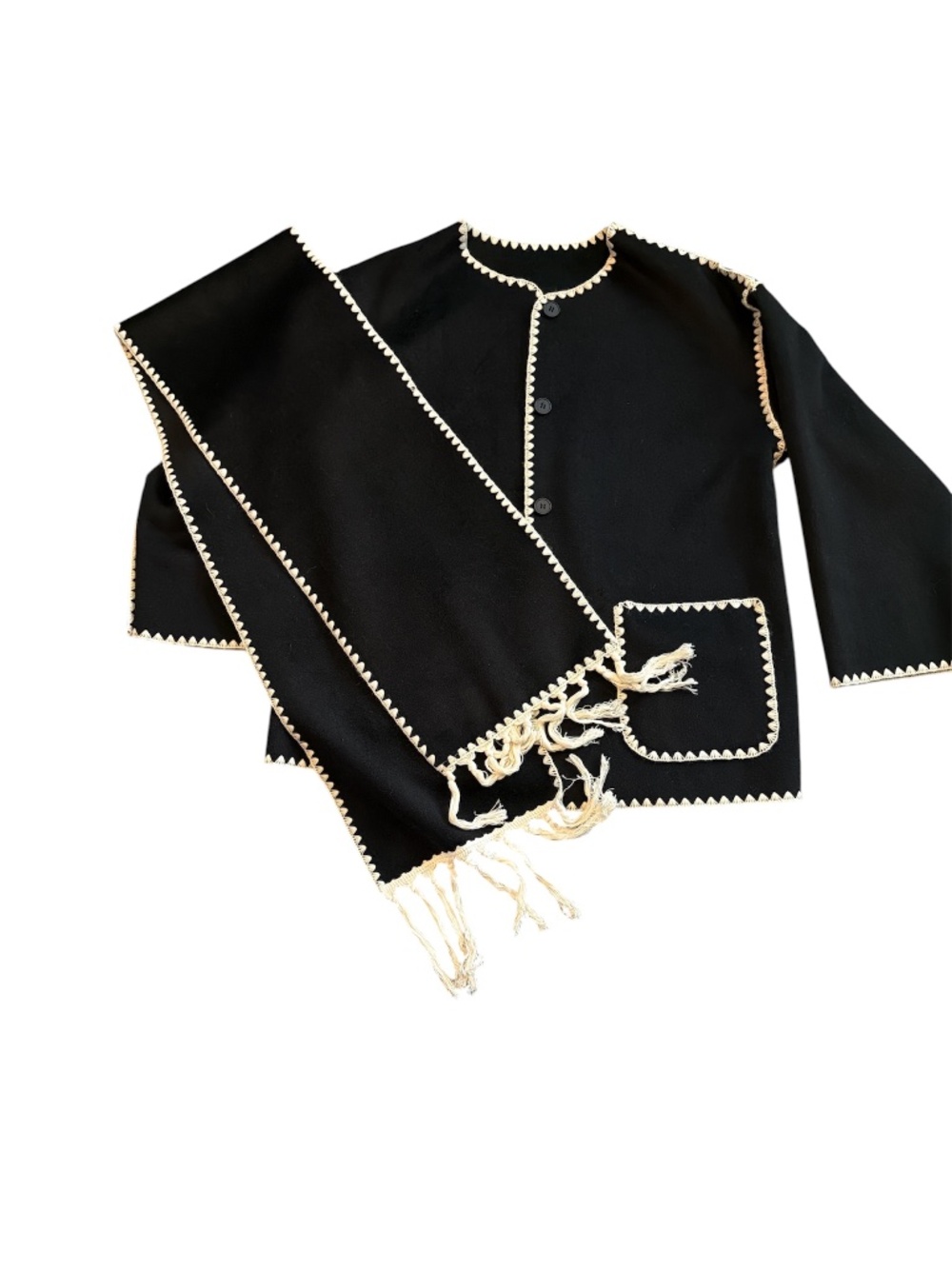 Commense contrast trim jacket with matching scarf
